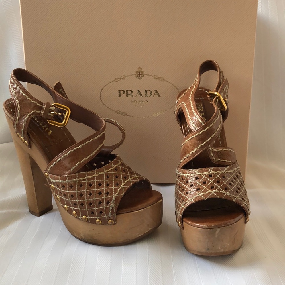 Prada Calzature Donna platform sandals heels size 6.5